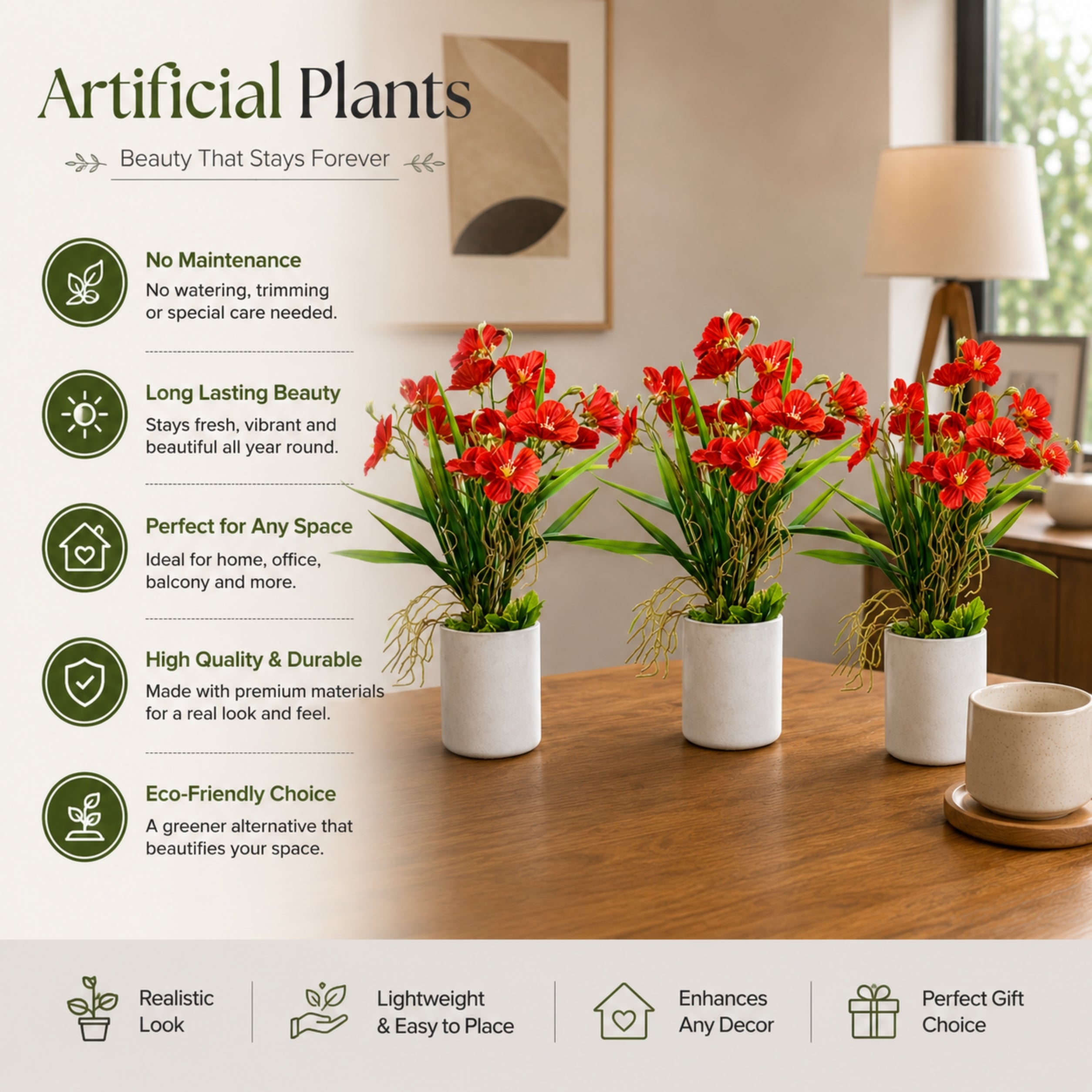 Artificial rain lily combo of 3