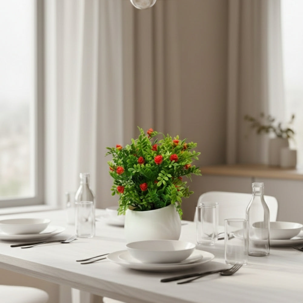 Artificial Bonsai Roses wit Pot Combo of 2 (P24)