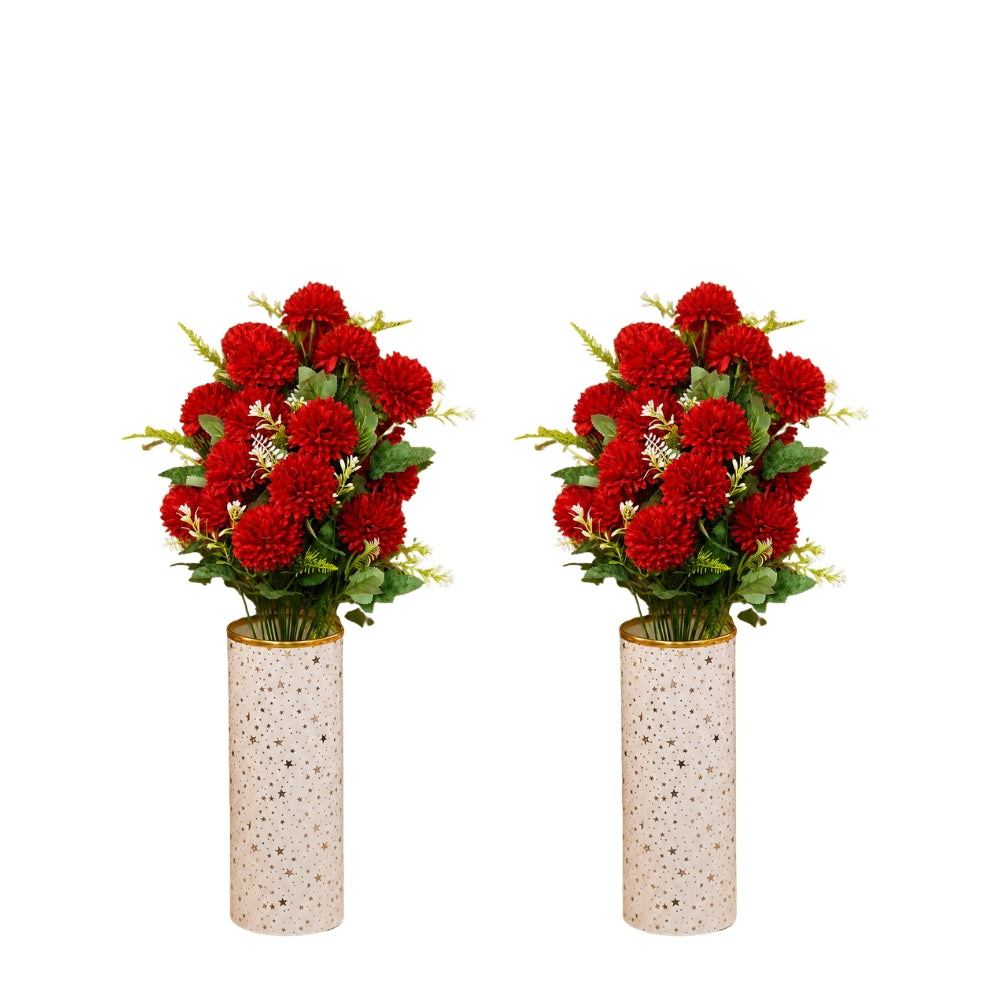 Artificial red chrysanthemum plant(combo of 2)