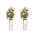 Artificial pink daisy flowers with cylindrical pot(combo of 2)