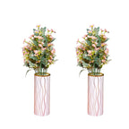 Artificial pink daisy flowers with cylindrical pot(combo of 2)