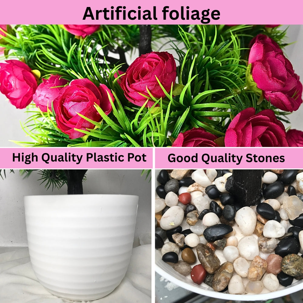 Artificial Bonsai Roses wit Pot (P23)