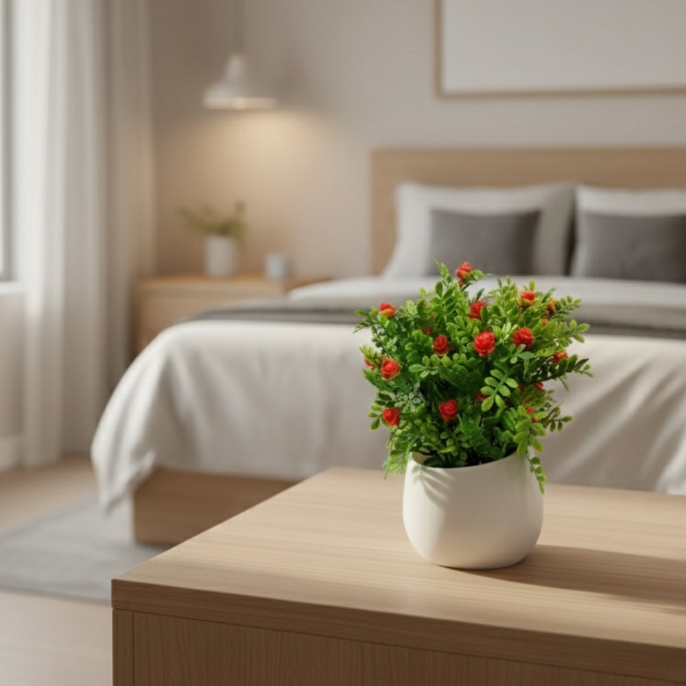Artificial Bonsai Roses wit Pot Combo of 2 (P24)