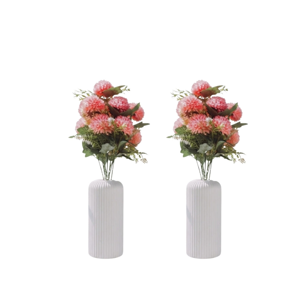 BIG ROSE WHITE CYLINDRICAL POT