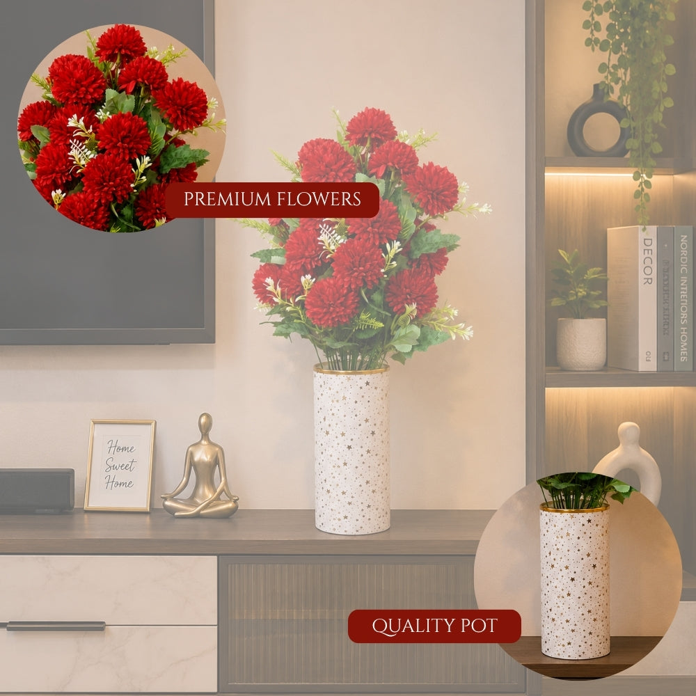 Artificial red chrysanthemum plant(combo of 2)