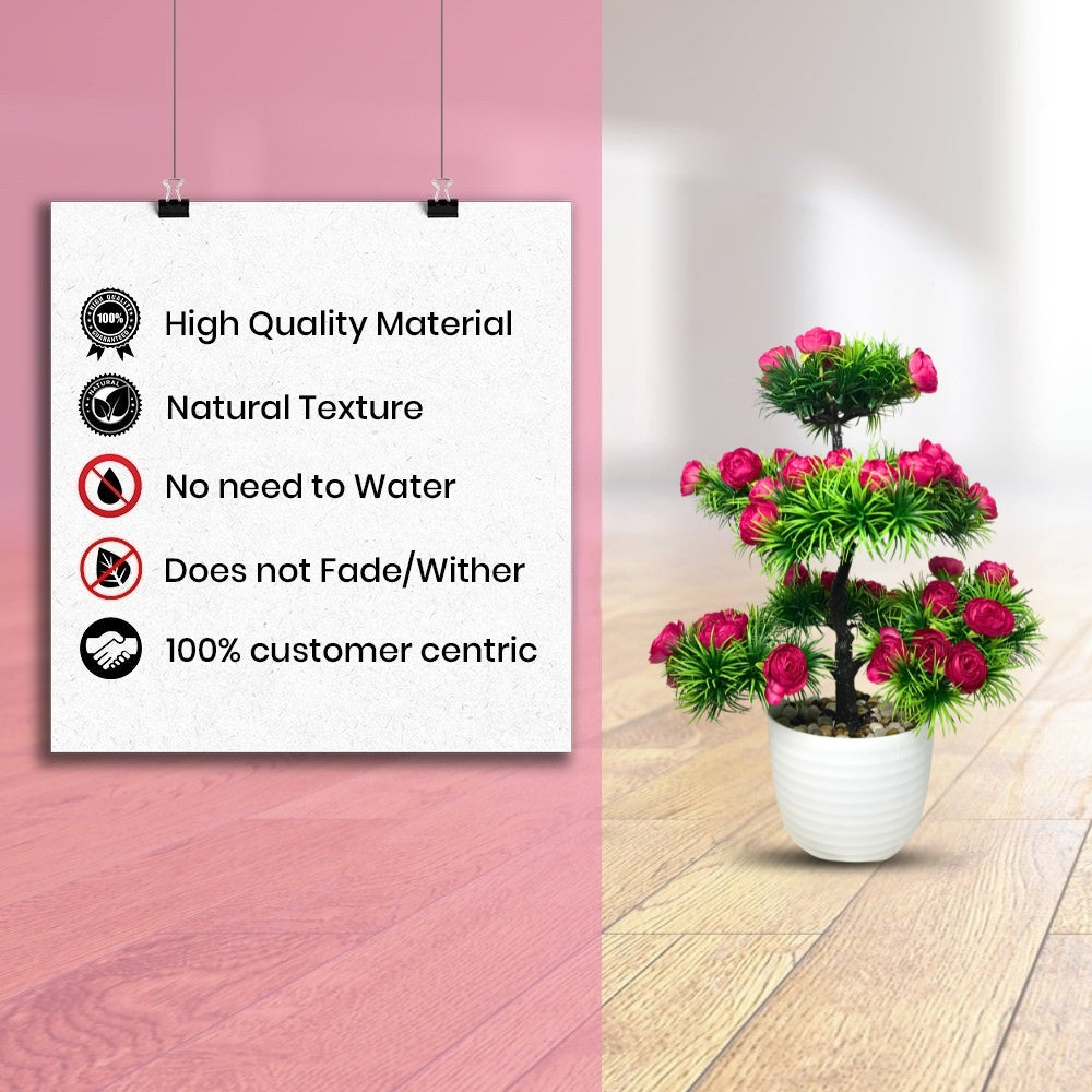 Faux Bonsai Chrysanthemum Plant with Pot combo of 2
