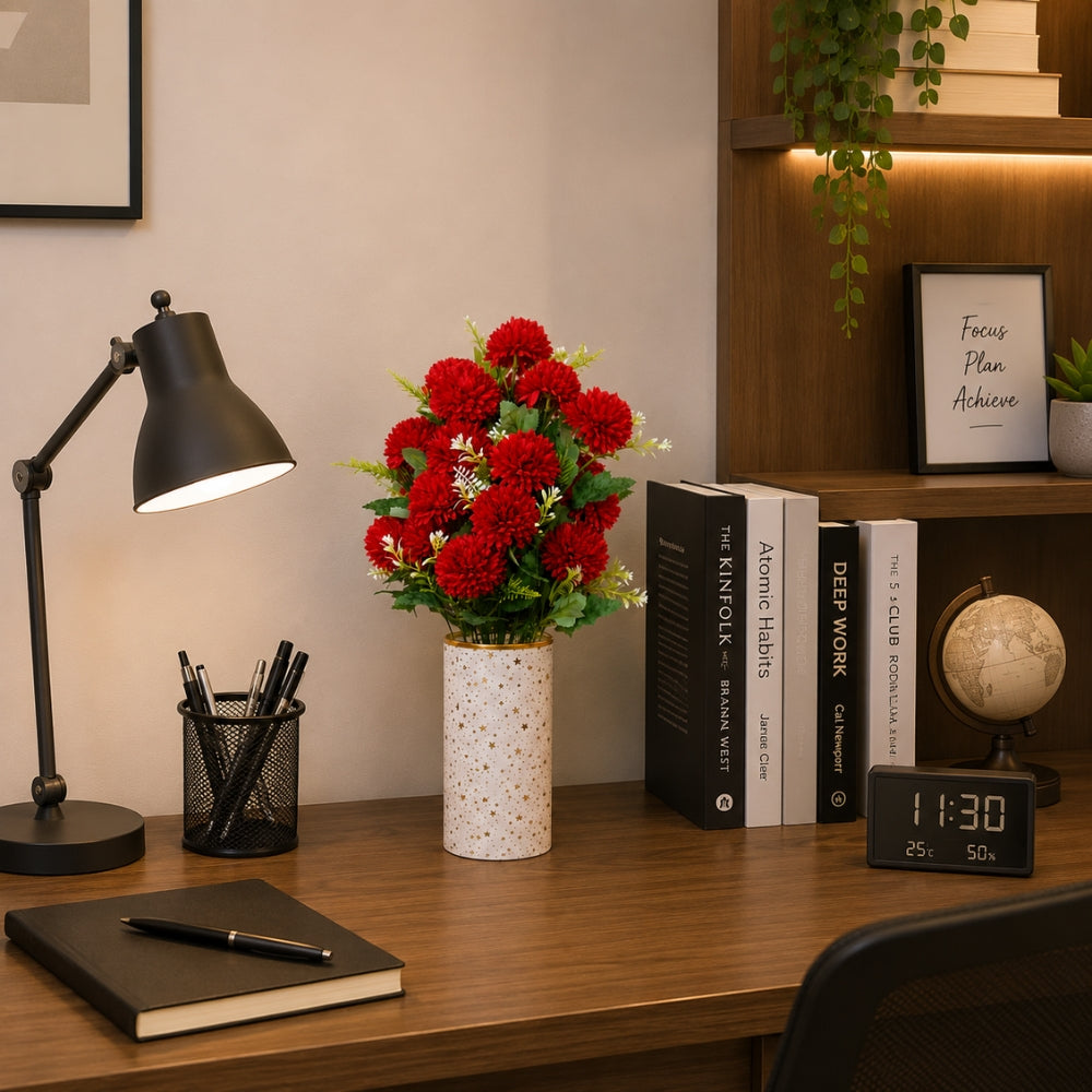 Artificial red chrysanthemum plant(combo of 2)