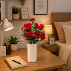 Artificial rose plants with cylindrical pot (combo of 2)