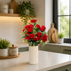 Artificial rose plants with cylindrical pot (combo of 2)