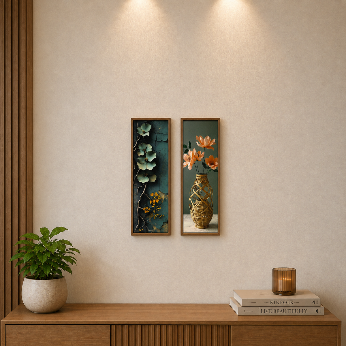 Potstory Floral Wall Art Frames – Combo of 2